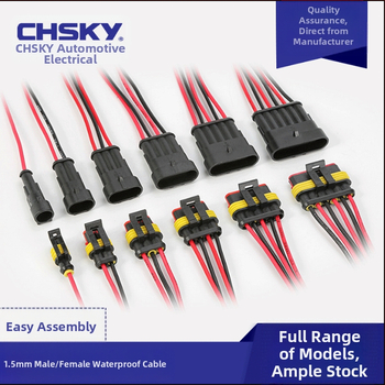 Conector auto impermeabil, seria 1.5, mufă HID și priză AMP, masculin și feminin