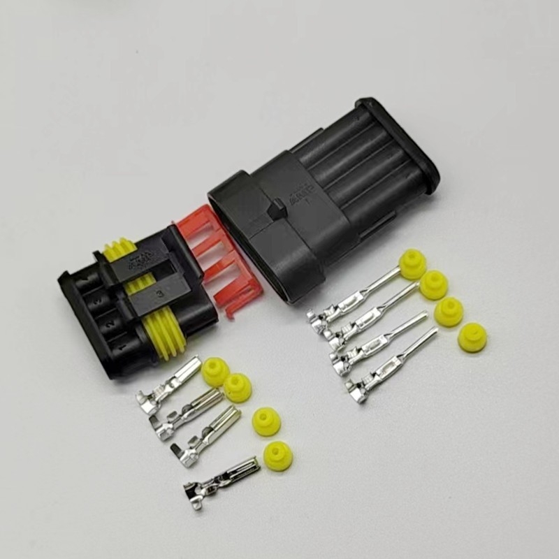 Conector auto impermeabil, seria 1.5, mufă HID și priză AMP, masculin și feminin