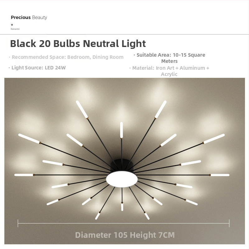 Lampa de plafon LED pentru living și dormitor – design minimalist modern, lux subtil, inspirație din artificii, acoperire 15–30 m², CRI ≥90