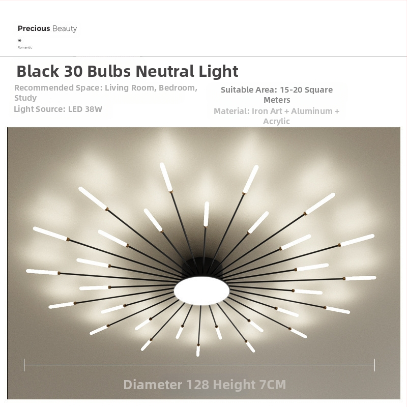 Lampa de plafon LED pentru living și dormitor – design minimalist modern, lux subtil, inspirație din artificii, acoperire 15–30 m², CRI ≥90