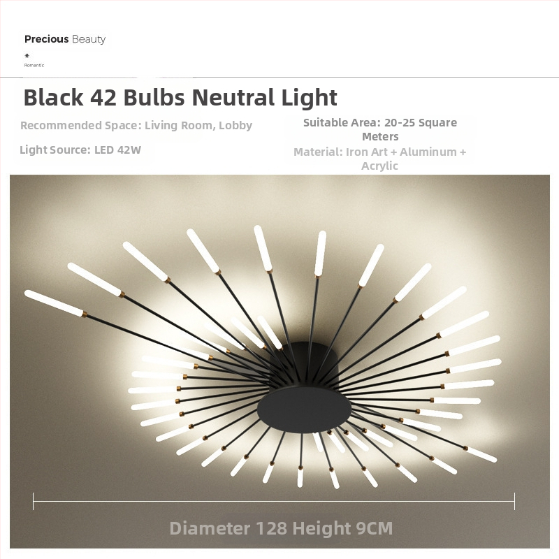 Lampa de plafon LED pentru living și dormitor – design minimalist modern, lux subtil, inspirație din artificii, acoperire 15–30 m², CRI ≥90