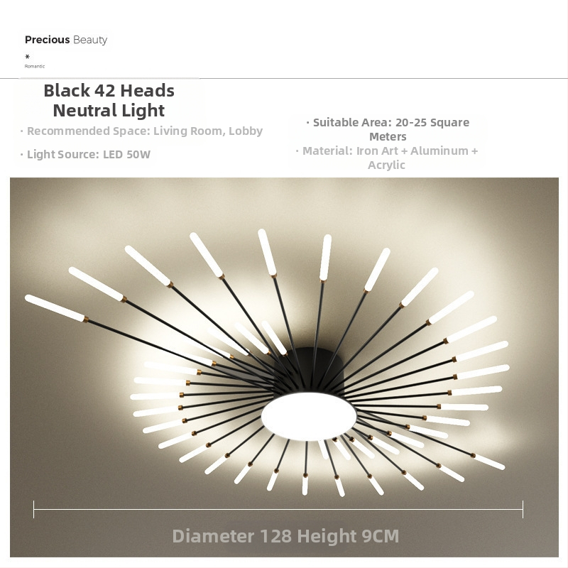 Lampa de plafon LED pentru living și dormitor – design minimalist modern, lux subtil, inspirație din artificii, acoperire 15–30 m², CRI ≥90