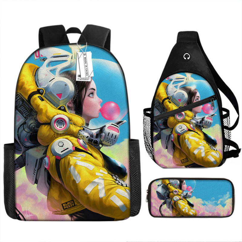 Vaikų kuprinė su anime piešiniu, Oxford audinys, kvėpuojanti, atspari vandeniui, ultra lengva, skirta 1–2 klasei