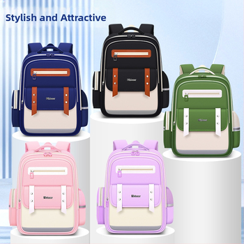 PIKBEAR Skolas mugursoma 1.–6. klase ar muguras aizsardzību – elpojošs Oxford audums, ūdensnecaurlaidīga, ļoti viegla, paplašināma (Zīmējums: Dzīvnieki; Oderne: NAILONS)