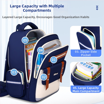 PIKBEAR Skolas mugursoma 1.–6. klase ar muguras aizsardzību – elpojošs Oxford audums, ūdensnecaurlaidīga, ļoti viegla, paplašināma (Zīmējums: Dzīvnieki; Oderne: NAILONS)