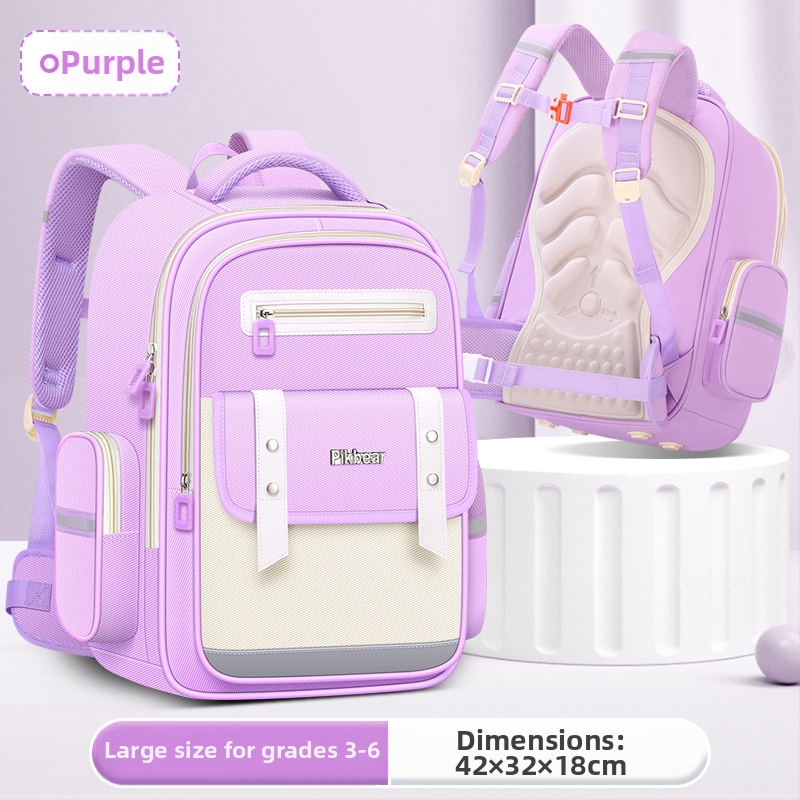 PIKBEAR Skolas mugursoma 1.–6. klase ar muguras aizsardzību – elpojošs Oxford audums, ūdensnecaurlaidīga, ļoti viegla, paplašināma (Zīmējums: Dzīvnieki; Oderne: NAILONS)