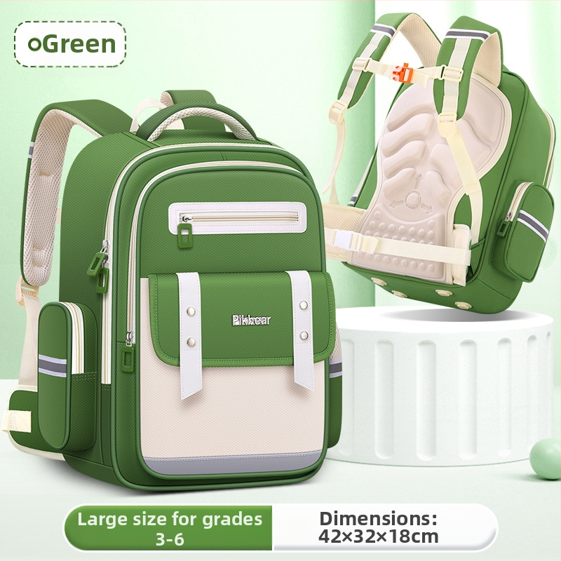 PIKBEAR Skolas mugursoma 1.–6. klase ar muguras aizsardzību – elpojošs Oxford audums, ūdensnecaurlaidīga, ļoti viegla, paplašināma (Zīmējums: Dzīvnieki; Oderne: NAILONS)