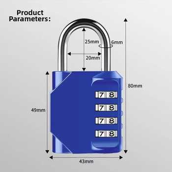 CH-604 Κράμα ψευδαργύρου, 4-ψήφια μηχανική συνδυαστική κλειδαριά για ντουλάπια και αποσκευές — πάχος μοχλού κλειδώματος 6 mm, απόσταση 20×24 mm