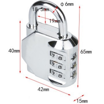 CH-604 aliaj de zinc, încuietoare mecanică cu combinație de 4 cifre pentru dulapuri și bagaje — grosimea tijelor de blocare 6 mm, distanța 20×24 mm