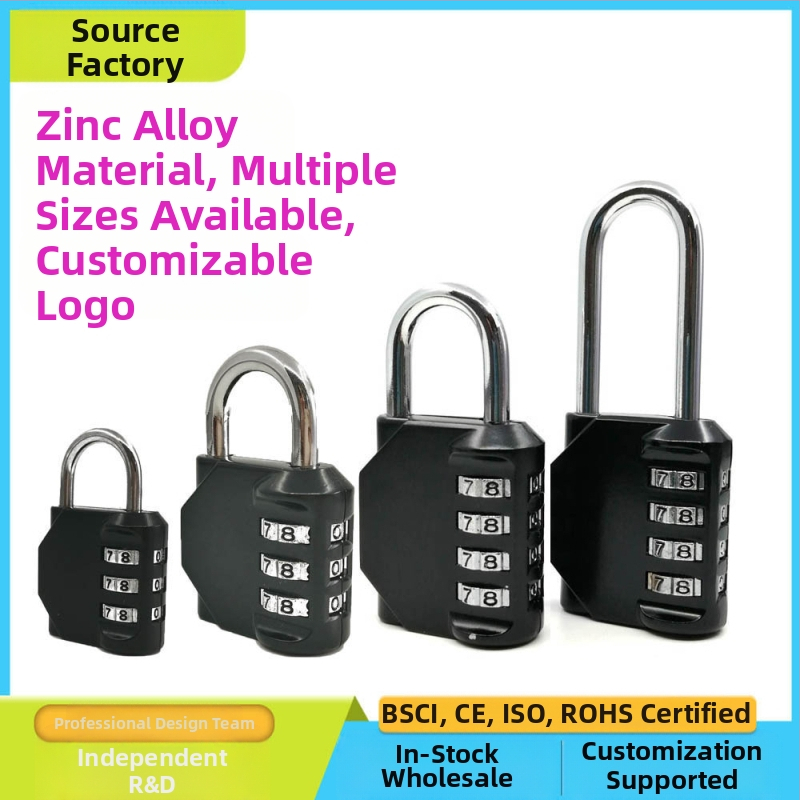 CH-604 Κράμα ψευδαργύρου, 4-ψήφια μηχανική συνδυαστική κλειδαριά για ντουλάπια και αποσκευές — πάχος μοχλού κλειδώματος 6 mm, απόσταση 20×24 mm