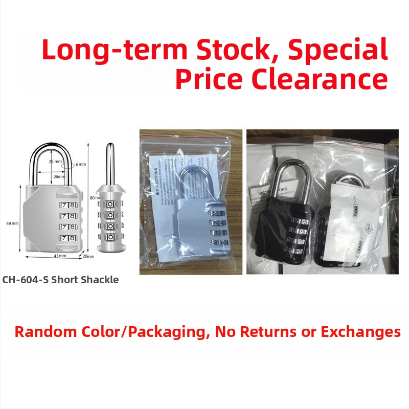 CH-604 aliaj de zinc, încuietoare mecanică cu combinație de 4 cifre pentru dulapuri și bagaje — grosimea tijelor de blocare 6 mm, distanța 20×24 mm