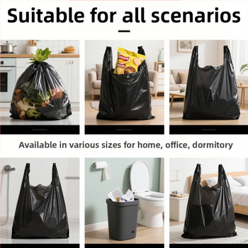 Οικιακές παχυνμένες σακούλες απορριμμάτων, γιλέκα-στυλ, LDPE, μίας χρήσης, 50 τεμάχια ανά συσκευασία