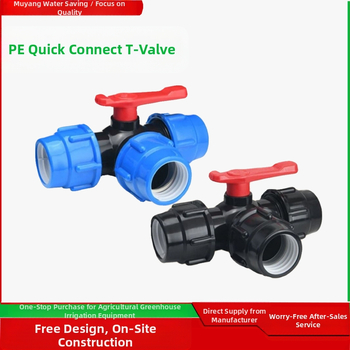 Põllumajanduslik kiirühendusega kolmesuunaline ventiil PE torudele, plasttorude lisaseadmed