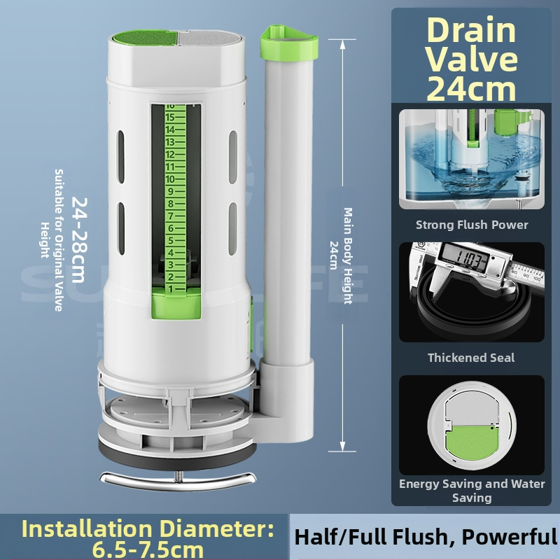 Σετ βαλβίδων τουαλέτας: βαλβίδα εισόδου, βαλβίδα εκκένωσης, καθολική εφαρμογή, φλοτέρ δεξαμενής