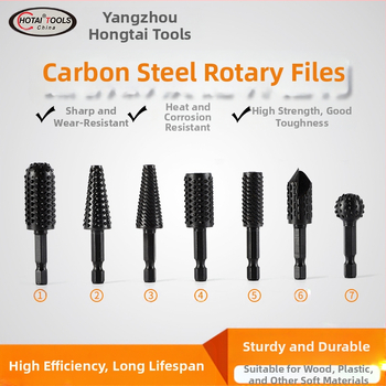 Heksagonaalse vardaga pöörlev fail puidutööks ja juurtegevuse jaoks – 45# terasest, sobib puidule, pehmetele metallidele ja plastikule, kohandatav töötlemine, elektrilise lihvimise pea komplekt