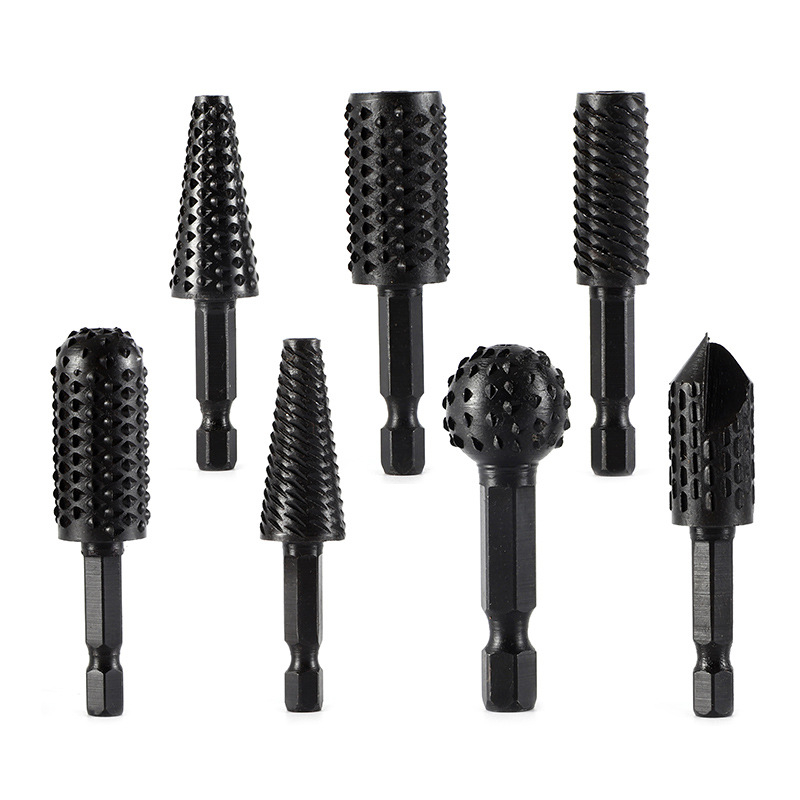 Heksagonaalse vardaga pöörlev fail puidutööks ja juurtegevuse jaoks – 45# terasest, sobib puidule, pehmetele metallidele ja plastikule, kohandatav töötlemine, elektrilise lihvimise pea komplekt