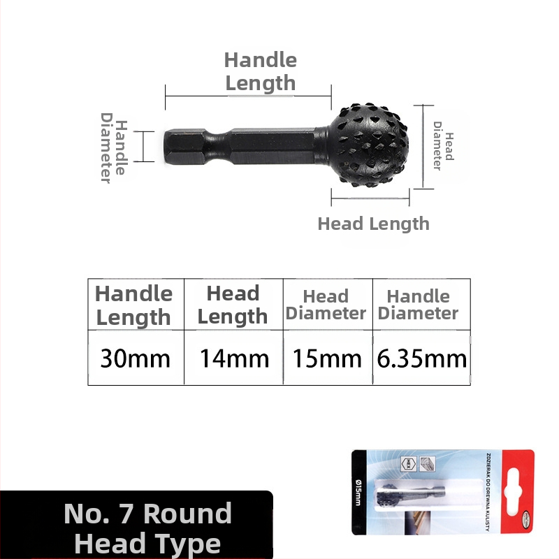 Heksagonaalse vardaga pöörlev fail puidutööks ja juurtegevuse jaoks – 45# terasest, sobib puidule, pehmetele metallidele ja plastikule, kohandatav töötlemine, elektrilise lihvimise pea komplekt