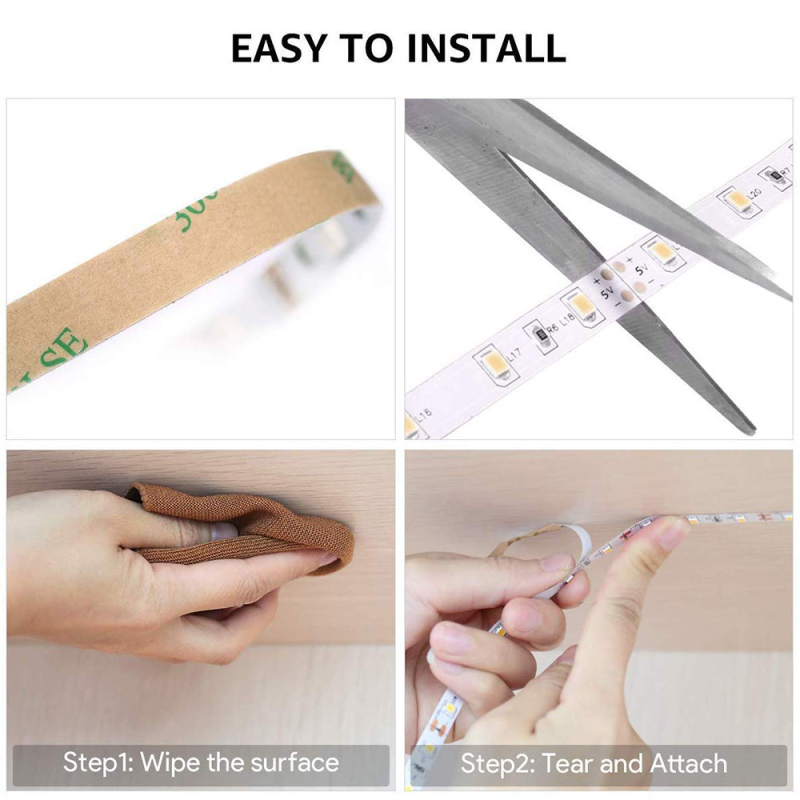 Bandă LED USB monocromă, 5V, 30×3528 LED, fascicul de 120°, 10W, reglabilă