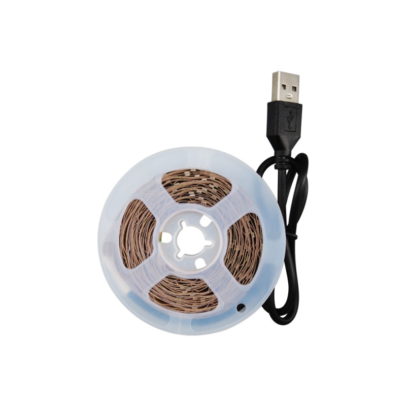 Bandă LED USB monocromă, 5V, 30×3528 LED, fascicul de 120°, 10W, reglabilă
