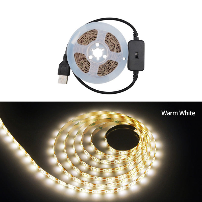 Bandă LED USB monocromă, 5V, 30×3528 LED, fascicul de 120°, 10W, reglabilă