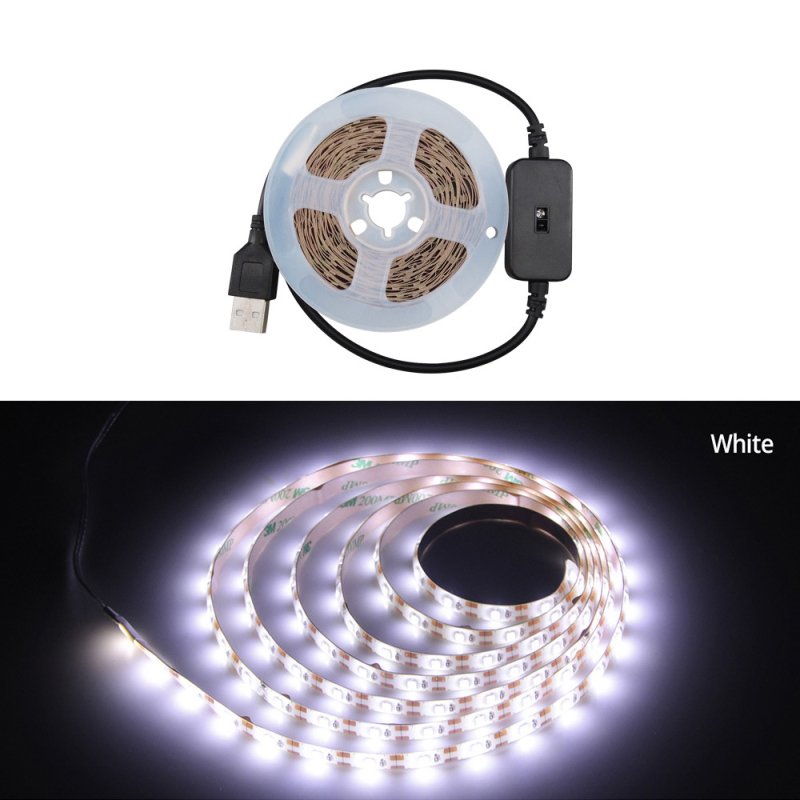 Bandă LED USB monocromă, 5V, 30×3528 LED, fascicul de 120°, 10W, reglabilă