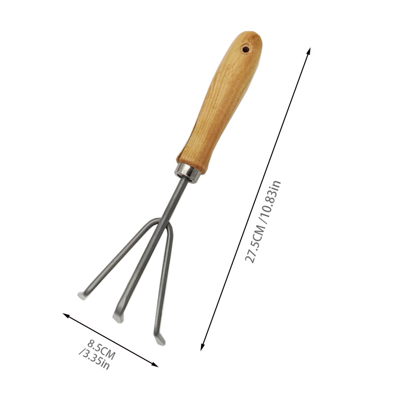 Geantă de depozitare pentru uneltele de grădină, capacitate mare, cu greblă cu trei dinți și lopată din fier