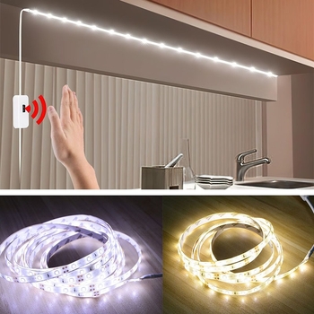 Bandă LED pentru garderobă cu întrerupător tactil, 5V, 60x2835 LED, 4.7W, reglabilă, unghi de fascicul 120°