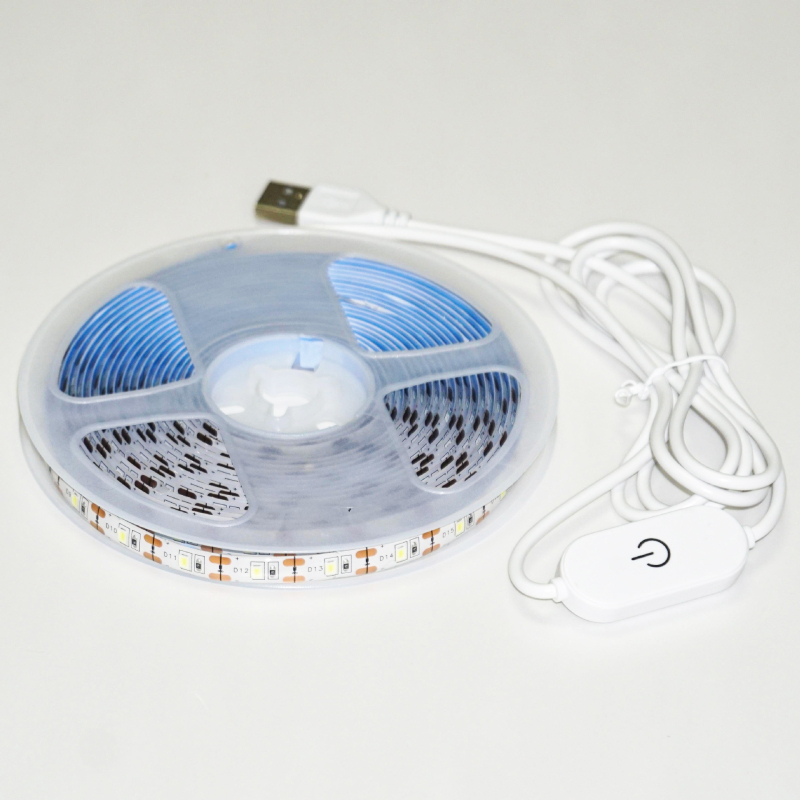 Bandă LED pentru garderobă cu întrerupător tactil, 5V, 60x2835 LED, 4.7W, reglabilă, unghi de fascicul 120°