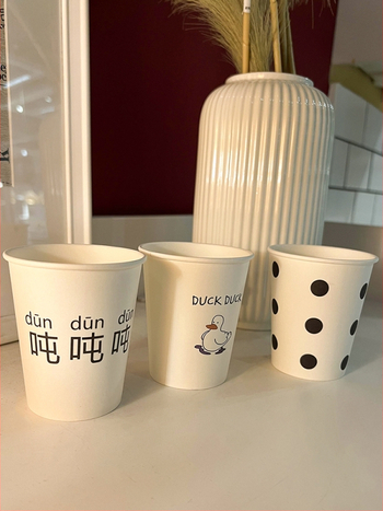 Vienkartinis dengtas popierinis puodelis, 201–300 ml, karikatūrų raštas, sojos pieno puodelis, šaltoms gėrimams