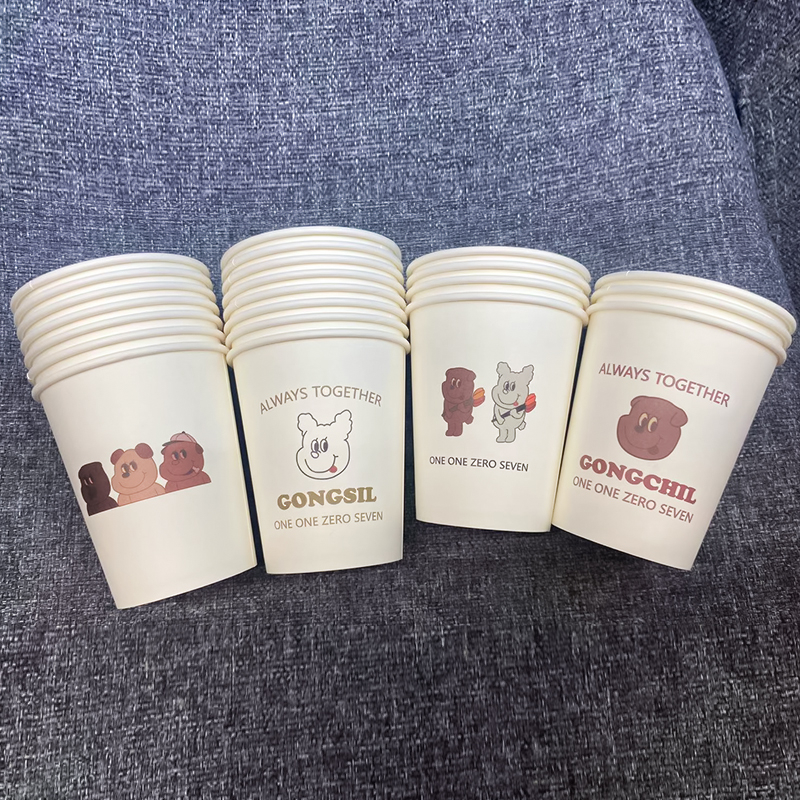 Vienkartinis dengtas popierinis puodelis, 201–300 ml, karikatūrų raštas, sojos pieno puodelis, šaltoms gėrimams