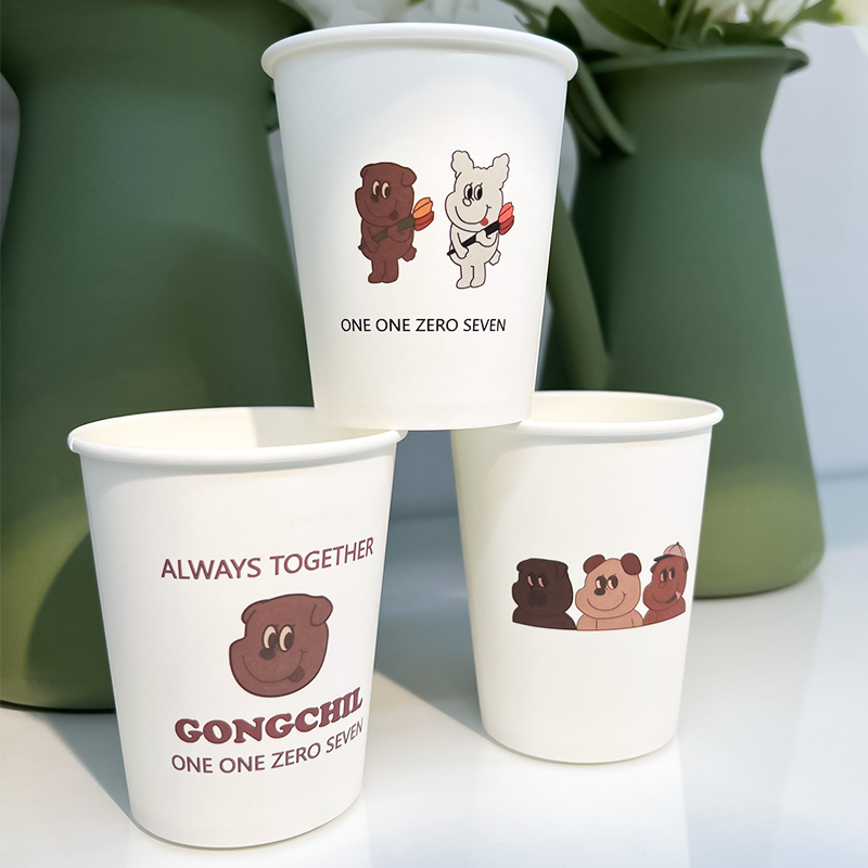 Vienkartinis dengtas popierinis puodelis, 201–300 ml, karikatūrų raštas, sojos pieno puodelis, šaltoms gėrimams