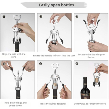 Raudonojo vyno butelių atidarytuvas, cinko lydinio, daugiafunkcinis ir nešiojamas, su spausdintu logotipu ir personalizavimo galimybėmis
