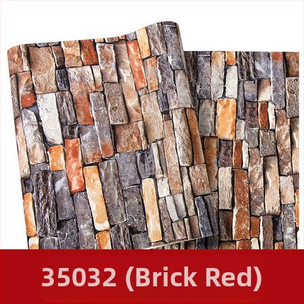 3D reljēfa ķieģeļu tapete, PVC materiāls, dekoratīvs ķieģeļu raksts, Jaunais Ķīniešu stils