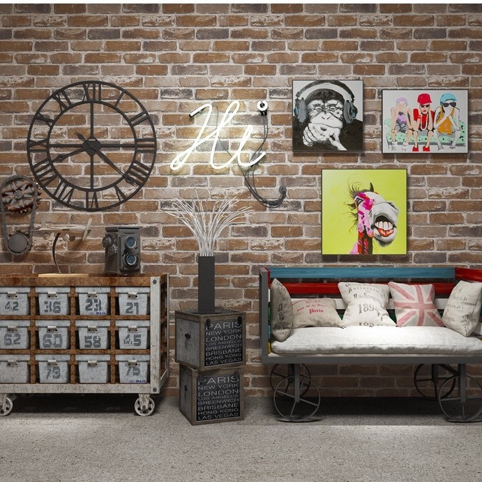 3D reljēfa ķieģeļu tapete, PVC materiāls, dekoratīvs ķieģeļu raksts, Jaunais Ķīniešu stils