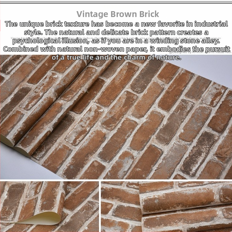 3D reljēfa ķieģeļu tapete, PVC materiāls, dekoratīvs ķieģeļu raksts, Jaunais Ķīniešu stils