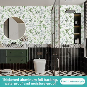 Αυτοκόλλητα τοίχου με αυτοκόλλητη κόλλα, ανθοφόρο μοτίβο, αδιάβροχα για μπάνιο και κουζίνα, μοντέρνο μινιμαλιστικό στυλ.