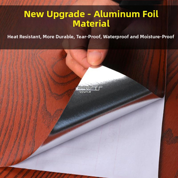 Αυτοκόλλητη ταπετσαρία με ξύλινο σχέδιο για έπιπλα - Αλουμινόφυλλο, Αδιάβροχη, Θερμοανθεκτική, Ξύλινο σχέδιο, Υπνοδωμάτιο, Απλό Μοντέρνο