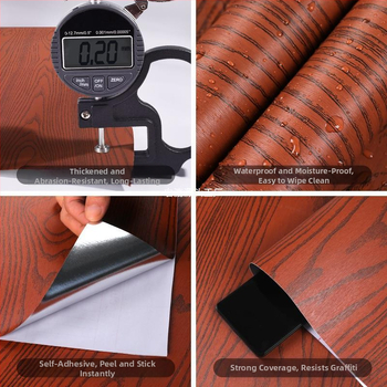 Αυτοκόλλητη ταπετσαρία με ξύλινο σχέδιο για έπιπλα - Αλουμινόφυλλο, Αδιάβροχη, Θερμοανθεκτική, Ξύλινο σχέδιο, Υπνοδωμάτιο, Απλό Μοντέρνο