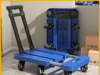 Αναδιπλούμενος τροχήλατος κάδος αγορών με επίπεδη επιφάνεια, τετράτροχος, φορητός