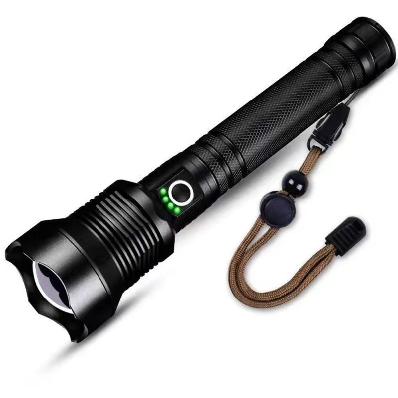 Фенер с телескопично увеличение, алуминиев корпус, USB презареждане, LED 10W, обхват 200–500 м за къмпинг и на открито