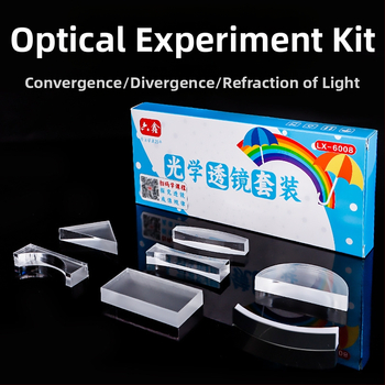 Liuxin optiline õpetamiskomplekt tsükliliste, poolringjate, kolmnurksete ja ristkülikukujuliste läätsedega akrila jaoks füüsika katseteks
