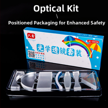 Liuxin Οπτικό διδακτικό κιτ για φυσική γυμνασίου με κυλινδρικές, ημικυκλικές, τριγωνικές και ορθογώνιες φακούς από ακρυλικό