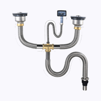 Nerūdijančio plieno gofruotas nuotekų žarna komplektas virtuvės kriauklėms ir praustuvėms