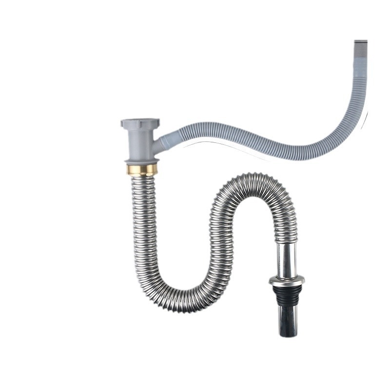 Nerūdijančio plieno gofruotas nuotekų žarna komplektas virtuvės kriauklėms ir praustuvėms