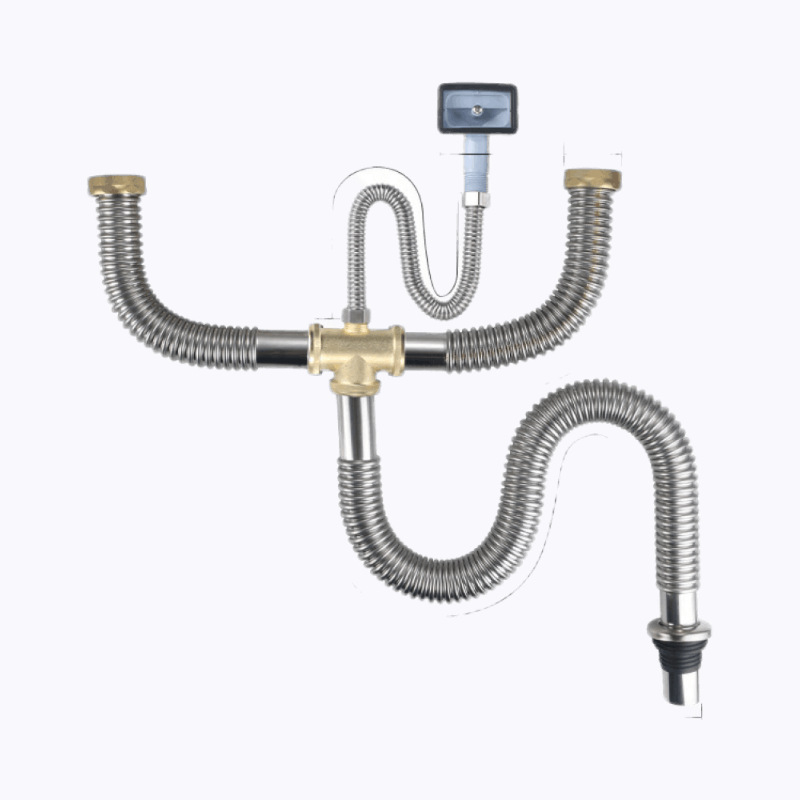 Nerūdijančio plieno gofruotas nuotekų žarna komplektas virtuvės kriauklėms ir praustuvėms