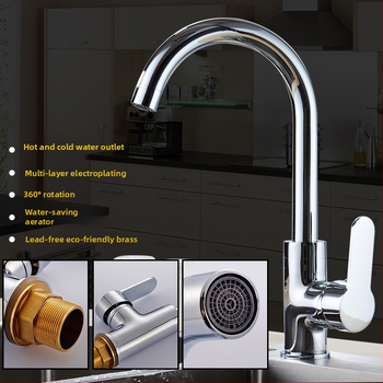 Κουζίνας βρύση με σώμα από χαλκό, κεραμικός πυρήνας βαλβίδας, ανάμειξη, πίεση 1.8 MPa, 100°C