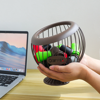 Μεταλλικό καλάθι αποθήκευσης για κάψουλες καφέ και φρούτα, Wei Qian, γεωμετρικός σχεδιασμός, κατάλληλο για οικιακή χρήση, γραφείο και ξενοδοχείο, μοντέρνο και απλό στυλ