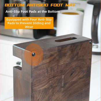 Πολυλειτουργική βάση συμπίεσης καφέ με θήκη αποβλήτων από ξύλο καρυδιάς, ρετρό στυλ, Chance Coffee, κατάλληλη για μπαρ, εστιατόριο και καφέ