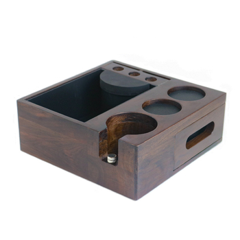 Πολυλειτουργική βάση συμπίεσης καφέ με θήκη αποβλήτων από ξύλο καρυδιάς, ρετρό στυλ, Chance Coffee, κατάλληλη για μπαρ, εστιατόριο και καφέ