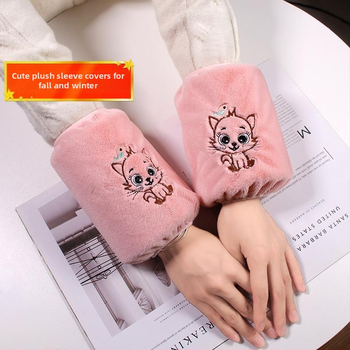 Κορεατικού στυλ βελούδινές μανσέτες για τα χέρια με καρτούν σχέδιο και κέντημα, αντιмολύνσεις, Jade Rabbit Velvet ύφασμα